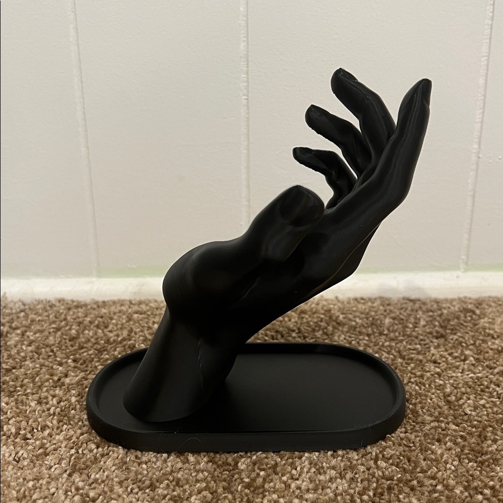 3D Printed Modern Hand Sculpture Jewelry Stand with Tray - Picture 8 of 9